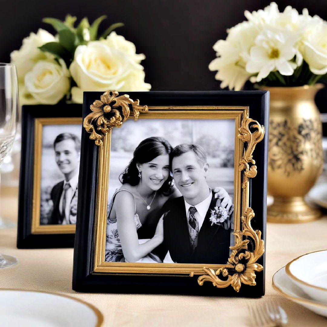 black and gold picture frame - 20 Black and Gold Centerpiece Ideas