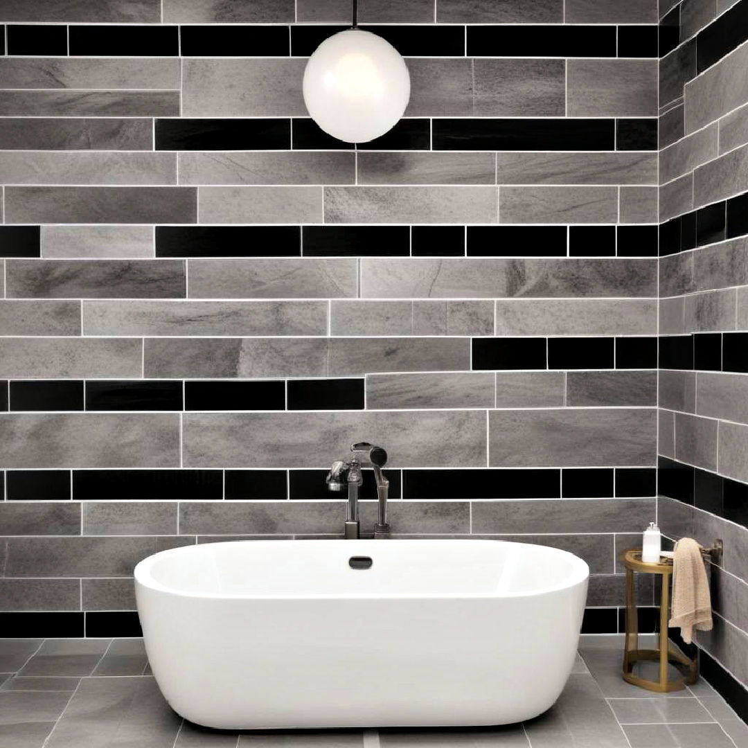 black and grey subway tiles - 20 Black and Grey Bathroom Ideas