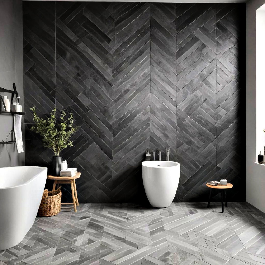 black and grey textured tiles - 20 Black and Grey Bathroom Ideas