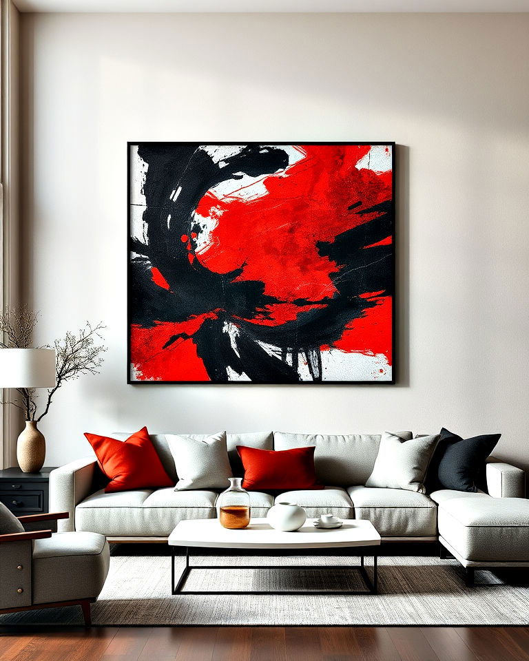 black and red wall art for living room - 25 Black and Red Living Room Ideas