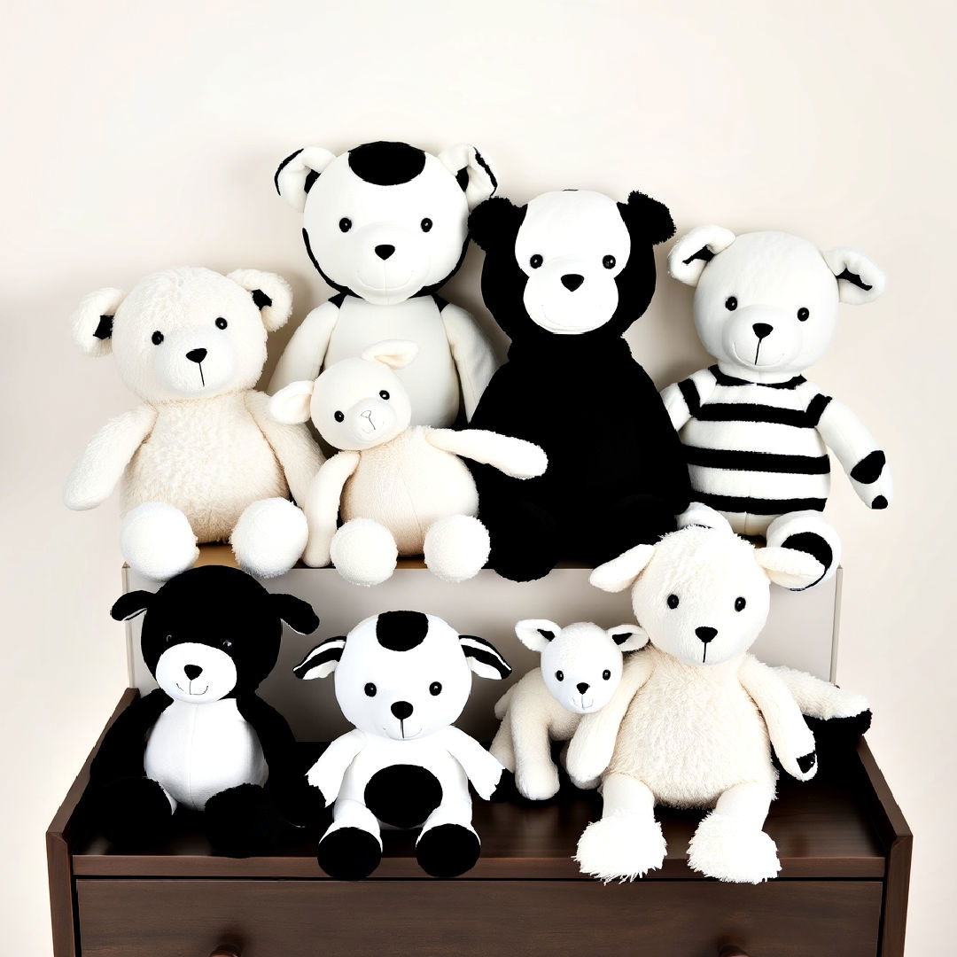 black and white animal plush toys for nursery - 25 Black and White Nursery Ideas