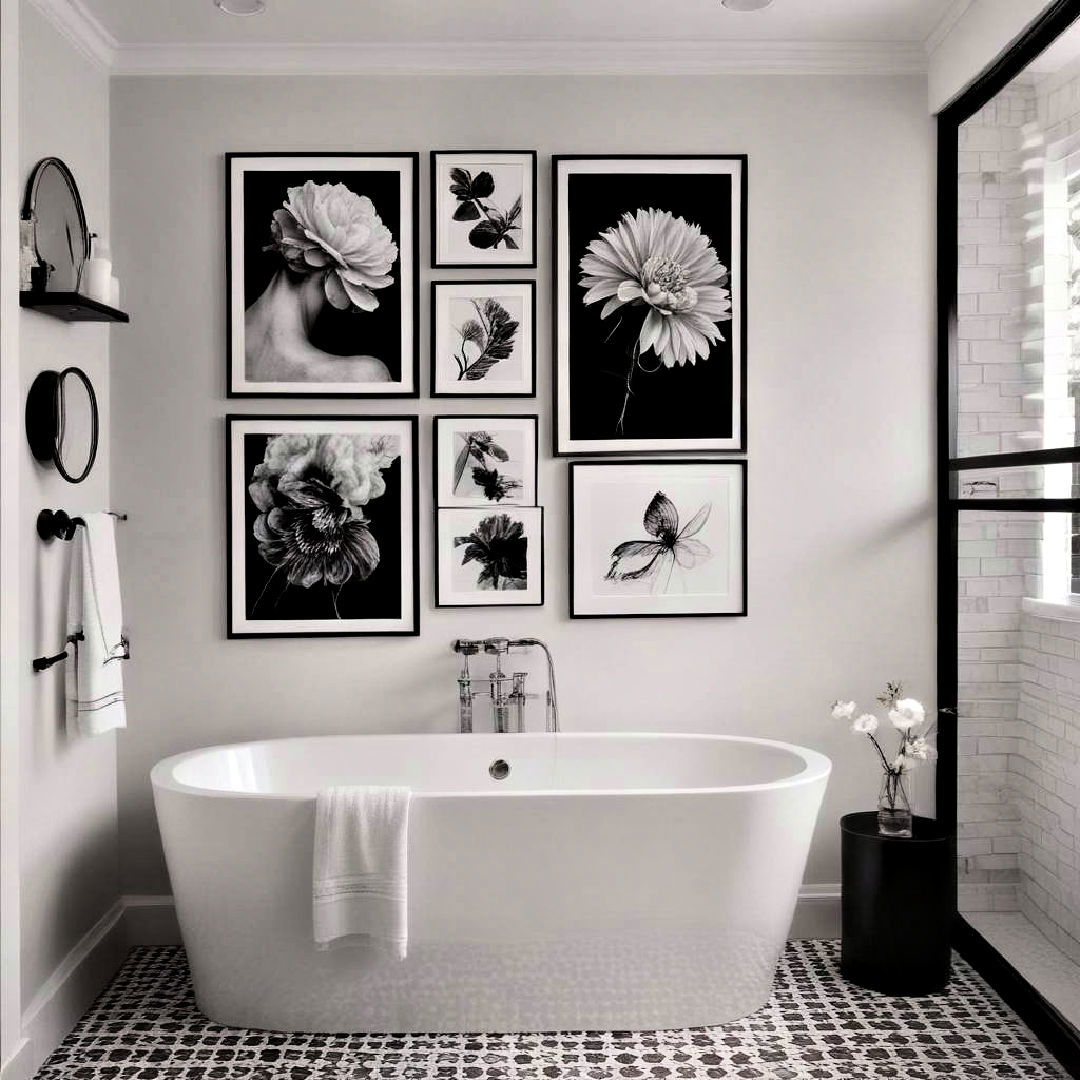 black and white art pieces for bathroom - 40 Black and White Bathroom Ideas