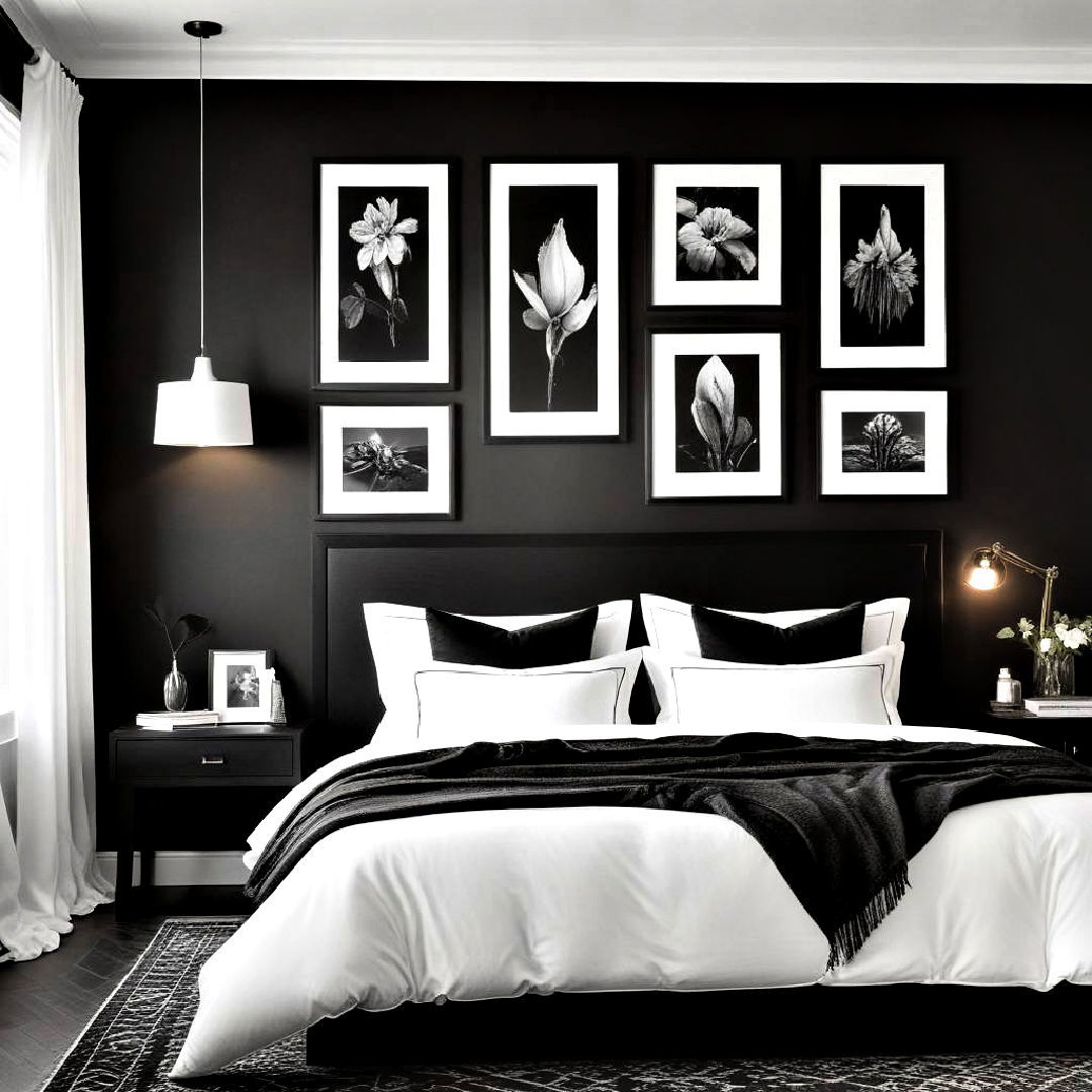 black and white artwork - 25 Dark Bedroom Ideas