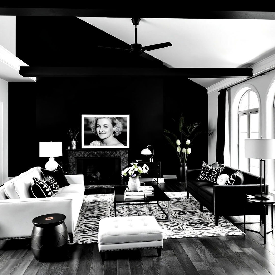 black and white color scheme - 40 Transitional Living Room Ideas