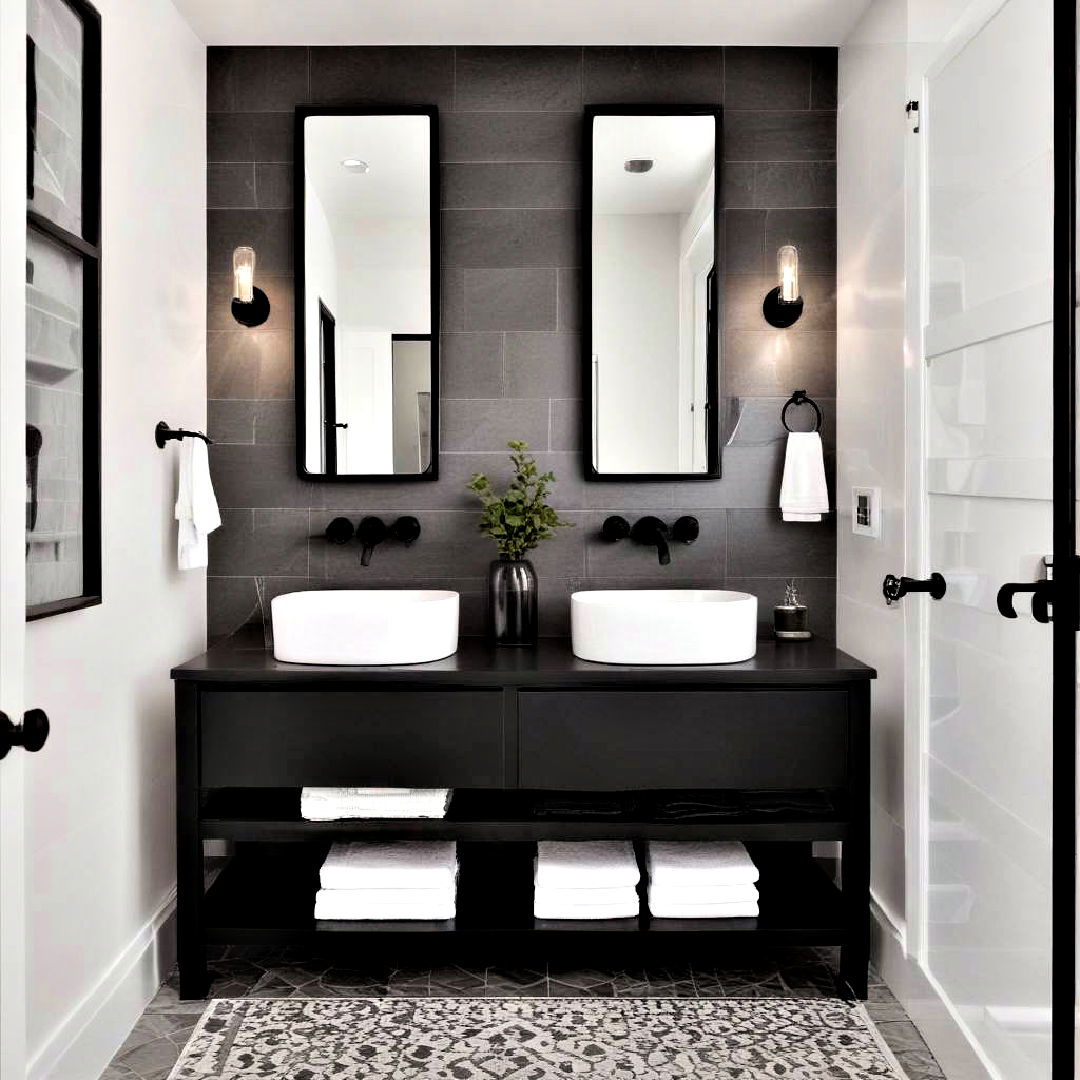 black and white contrast - 40 Bathroom Design Ideas