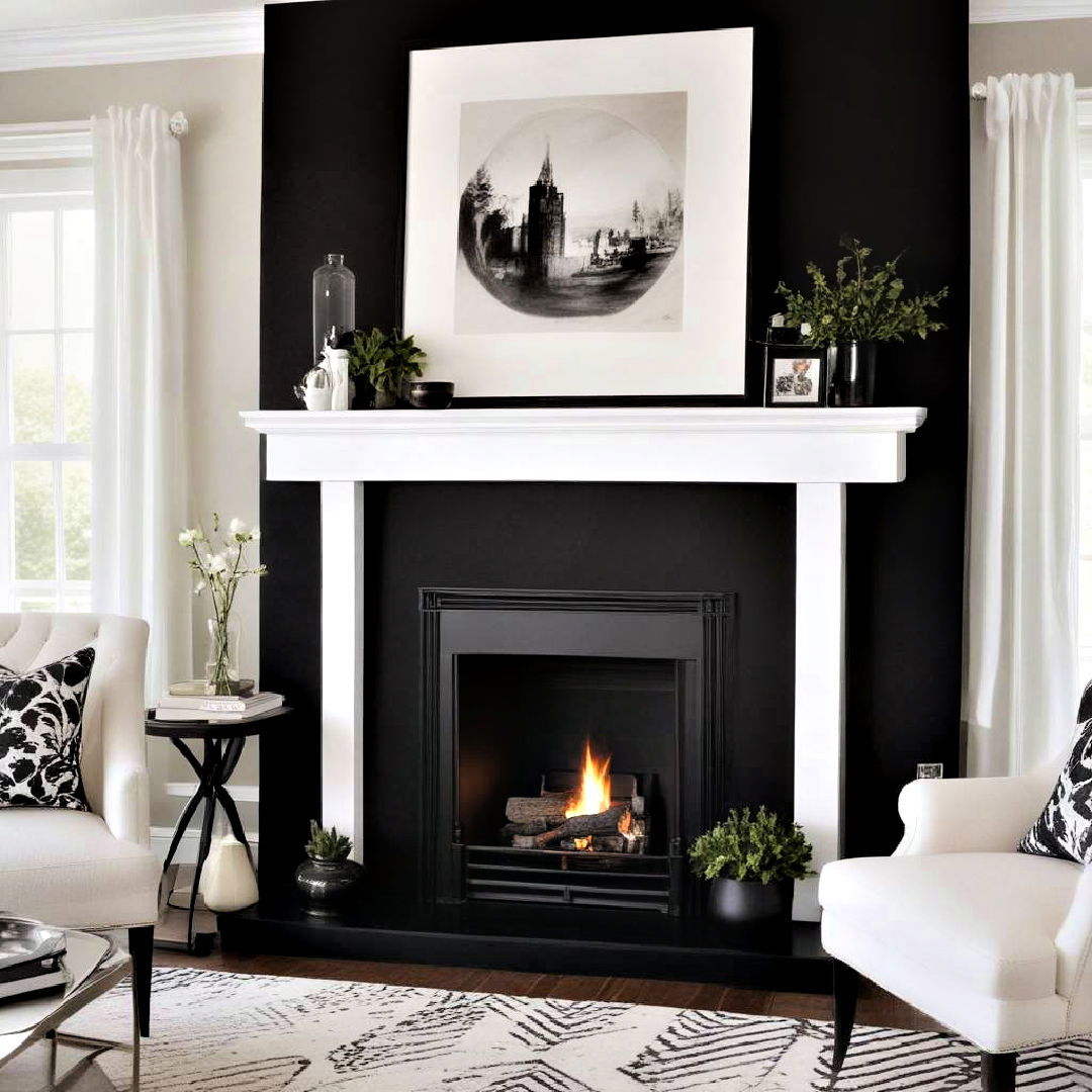 black and white fireplace for living room - 30 Black and White Living Room Ideas