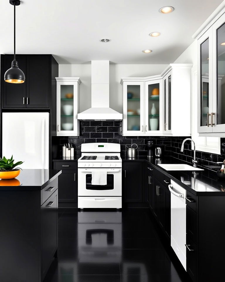 black and white kitchen with white appliances - 40 Kitchen With White Appliances Ideas