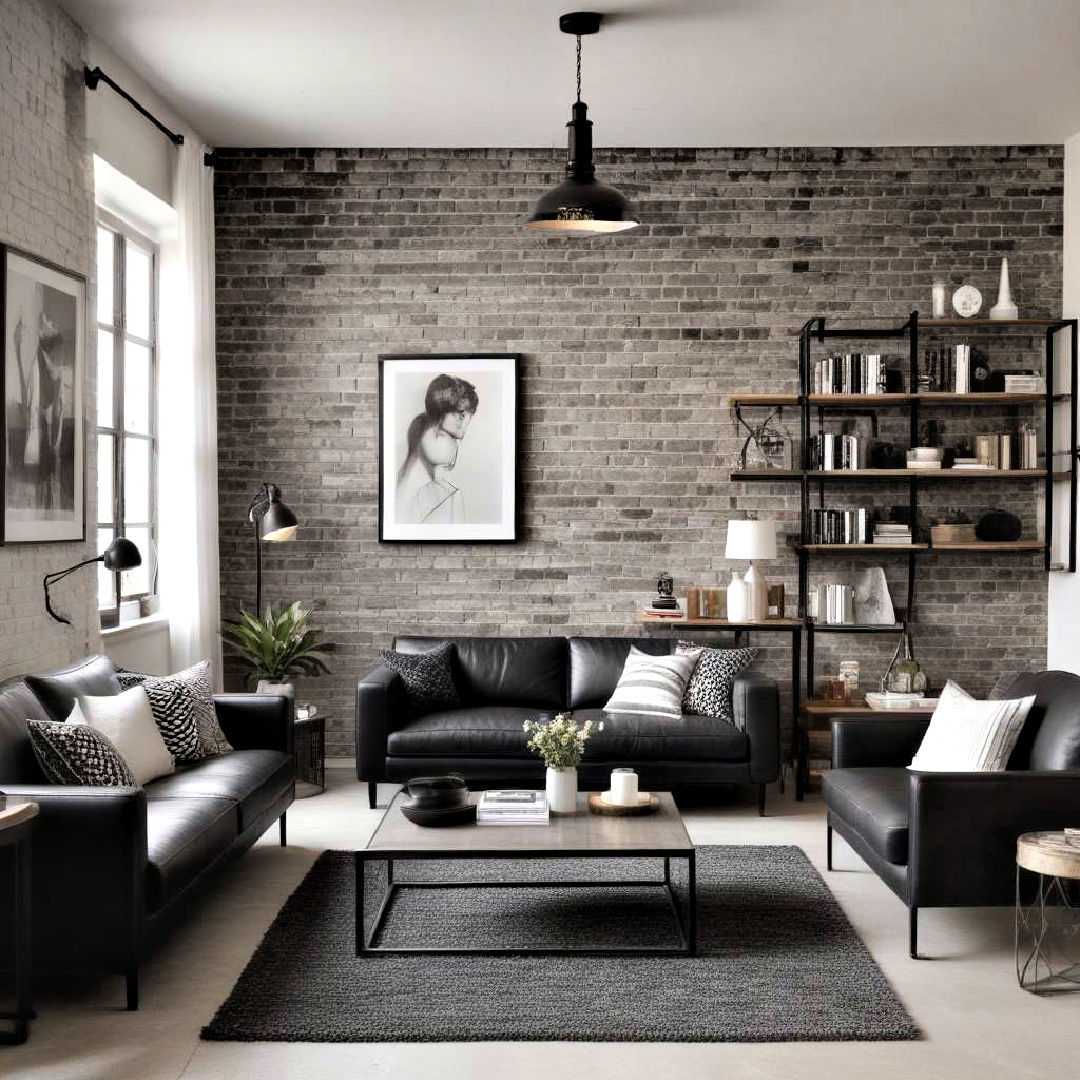 black and white living room with industrial edge - 30 Black and White Living Room Ideas