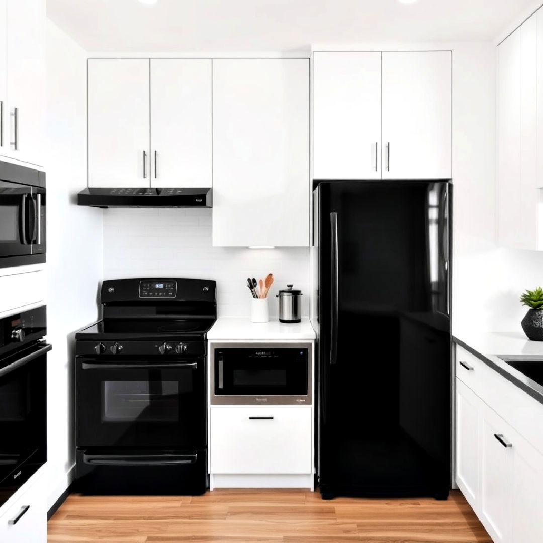black appliances for white kitchen - 40 Black and White Kitchen Ideas