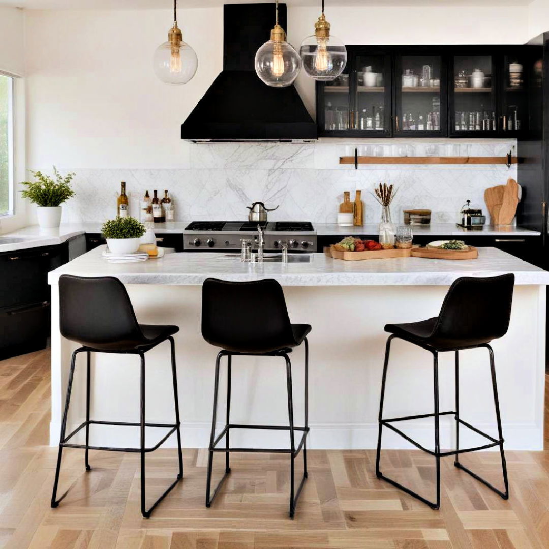 black bar stools for kitchen - 40 Black Kitchen Ideas