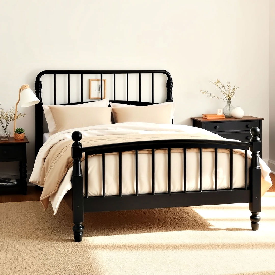 black bed frame and beige bedding ideas - 20 Black and Beige Bedroom Design Ideas