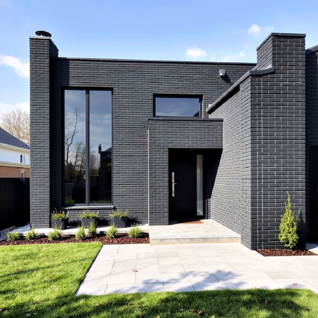 black brick house exterior with minimalist design - 40 Black Brick House Exteriors
