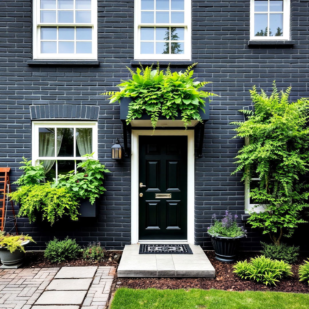 black brick house with green accents - 40 Black Brick House Exteriors