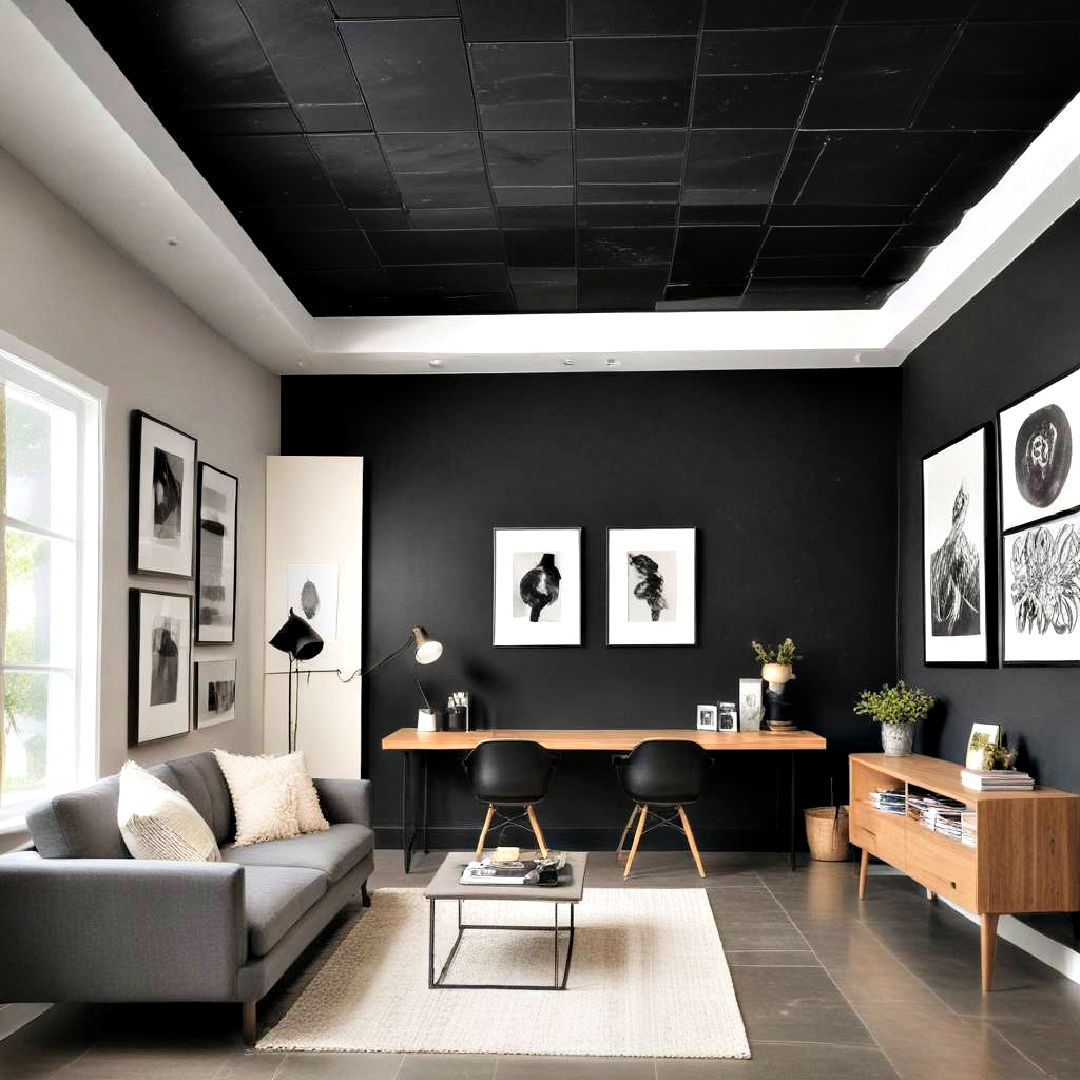 black ceiling for contemporary art studio - 25 Black Ceiling Design Ideas