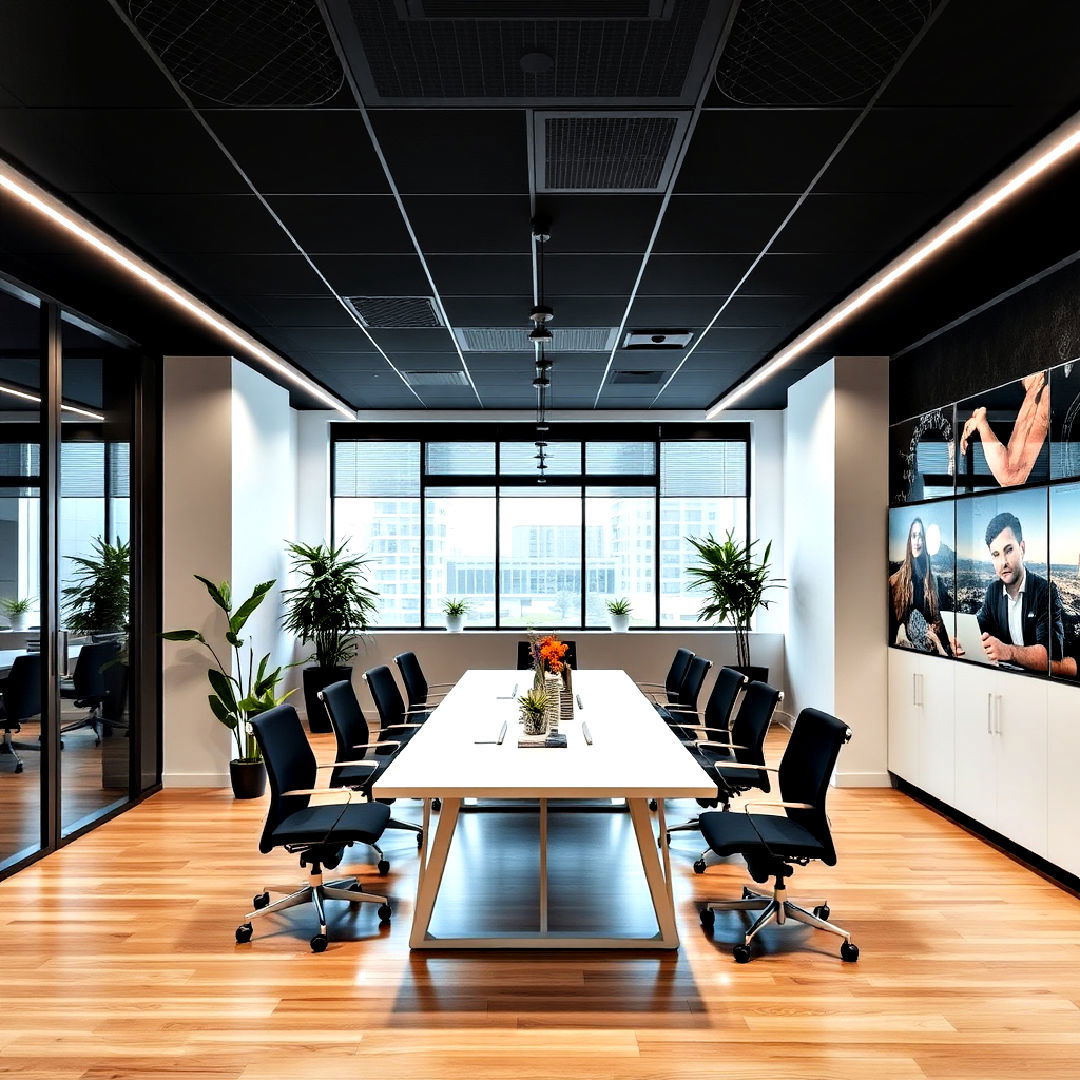 black ceiling for modern office space - 25 Black Ceiling Design Ideas
