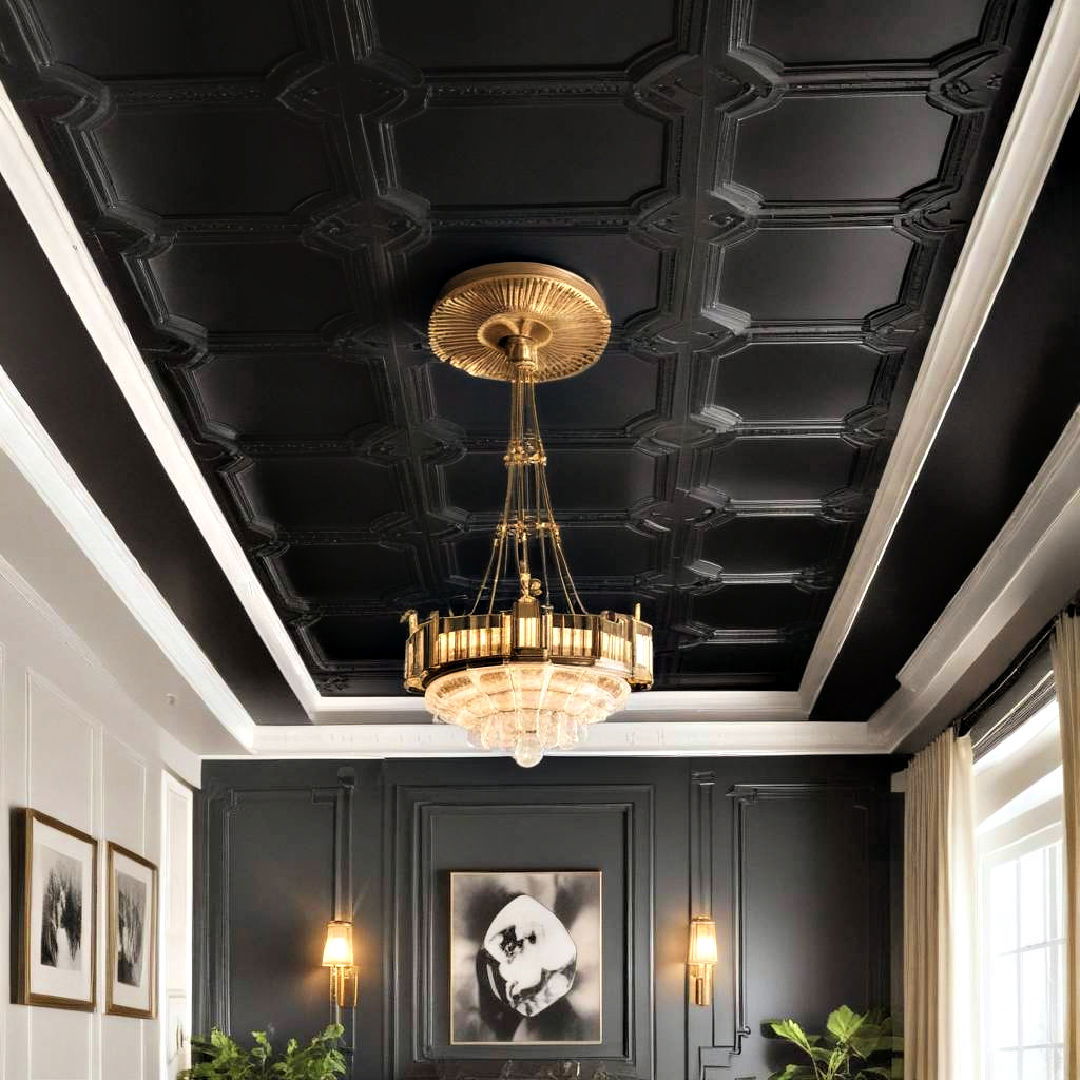 black ceiling inspired by art deco - 25 Black Ceiling Design Ideas