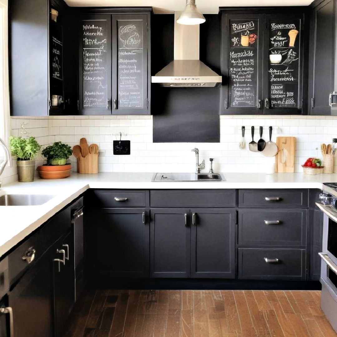 black chalkboard kitchen cabinets - 40 Black Kitchen Ideas