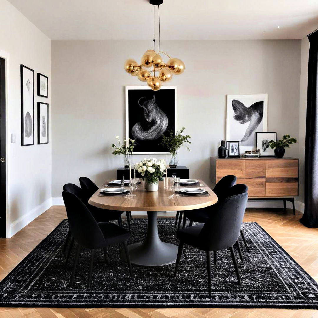 black dining room rug - 30 Black Dining Room Ideas
