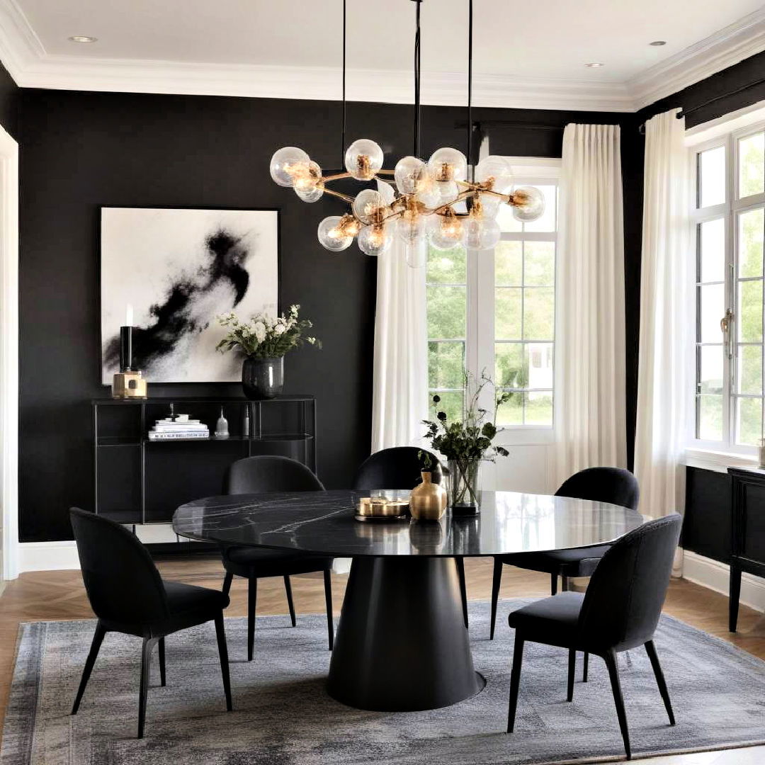 black dining table - 30 Black Dining Room Ideas