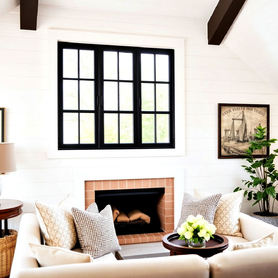 black double hung windows for classic white farmhouse - 25 White Farmhouse With Black Windows Ideas