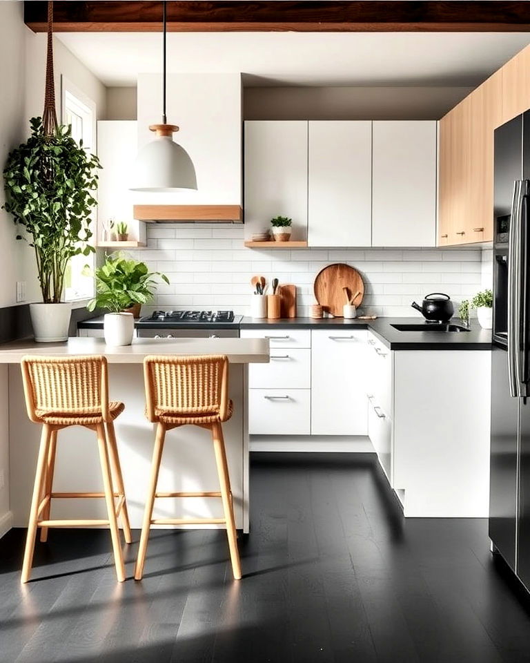 black floor for scandinavian kitchen - 20 Black Floor Kitchen Ideas