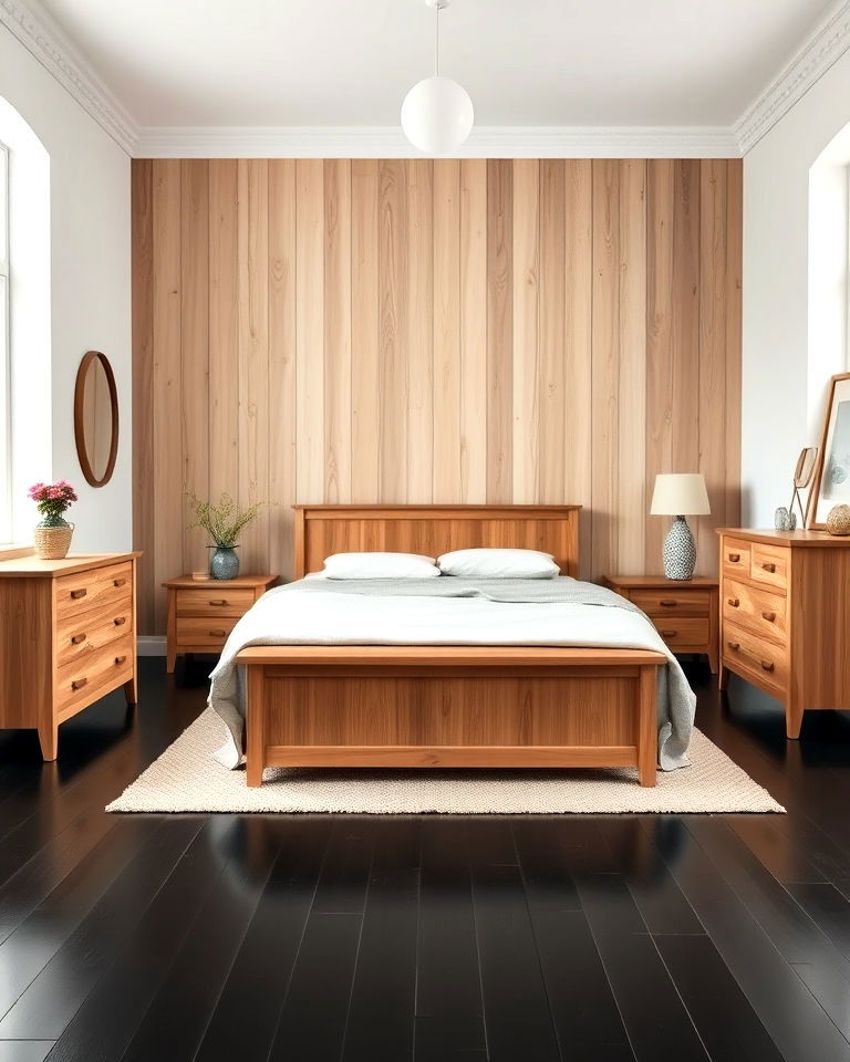 black floor with rustic wooden furniture - 20 Black Floor Bedroom Ideas