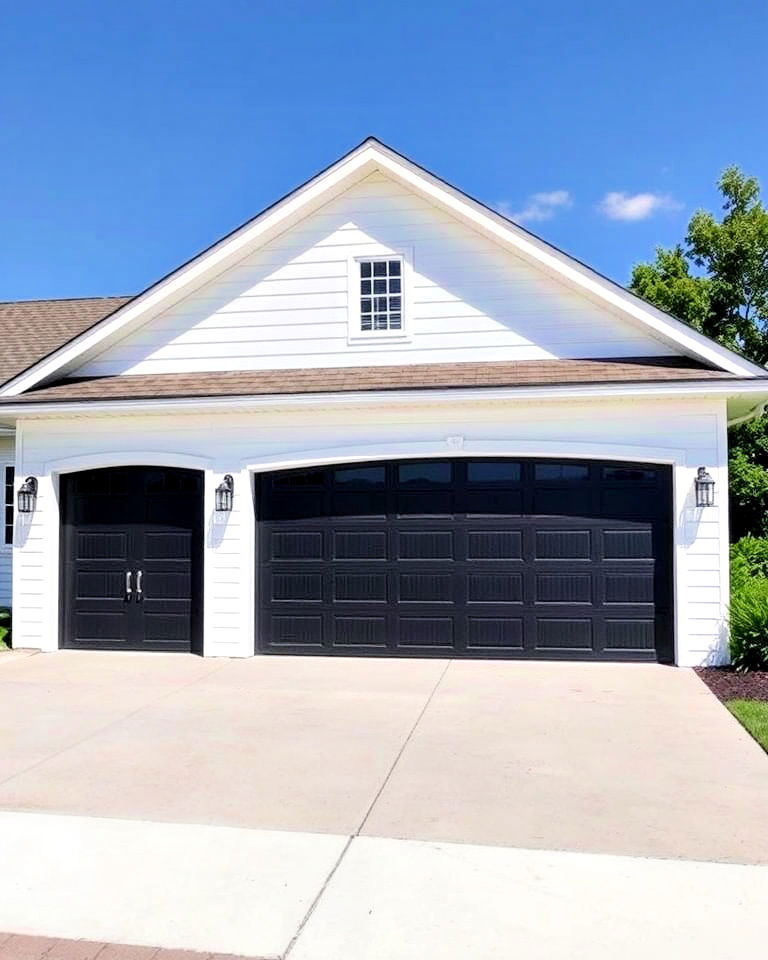 black garage doors for single story white house - 30 Single Story White House Black Trim