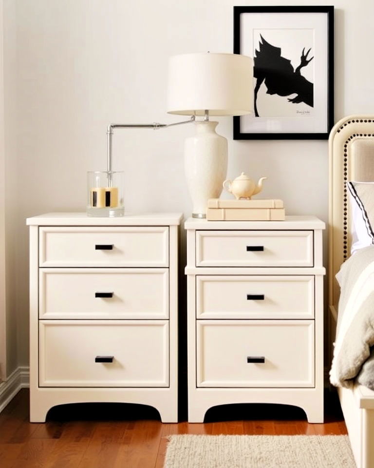 black hardware and cream furniture - 35 Cream and Black Bedroom Ideas
