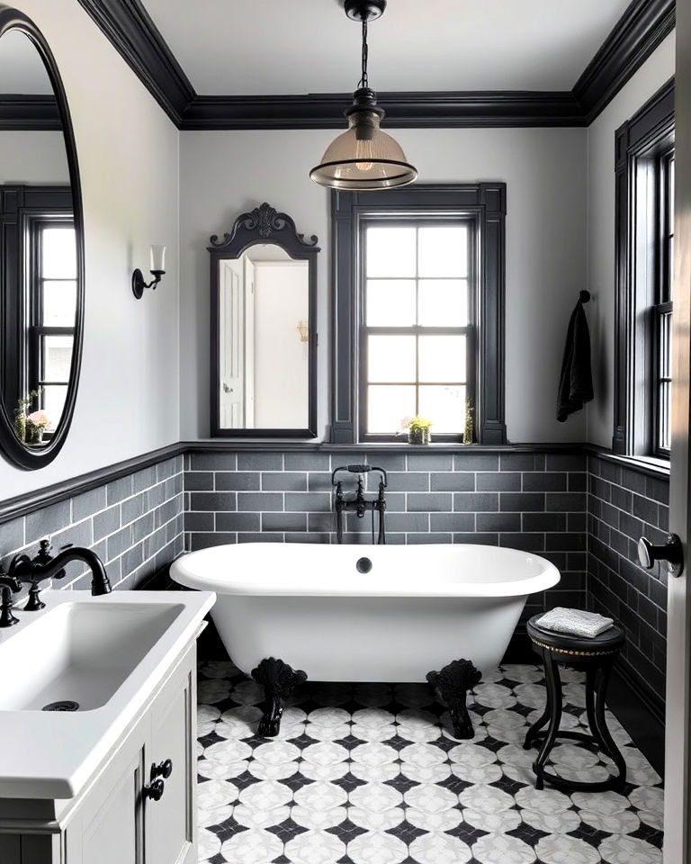 black hardware to modernize traditional bathrooms - 15 Bathroom With Black Fixtures