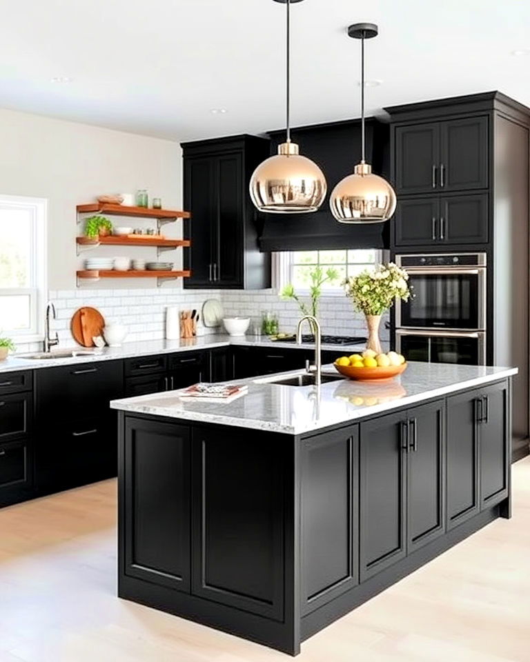 black kitchen island as centerpiece - 25 Dark Kitchen Ideas