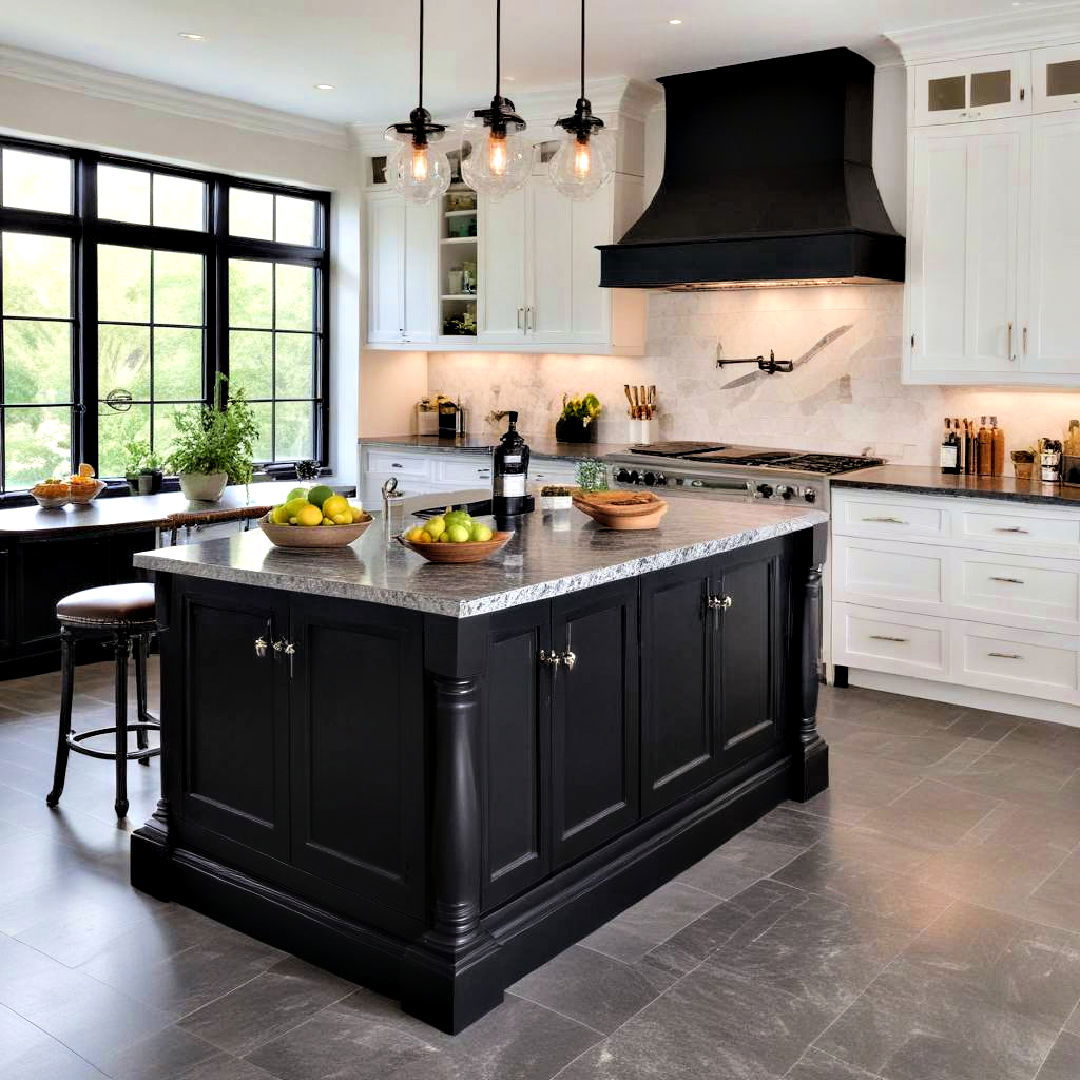 black kitchen island - 40 Black Kitchen Ideas