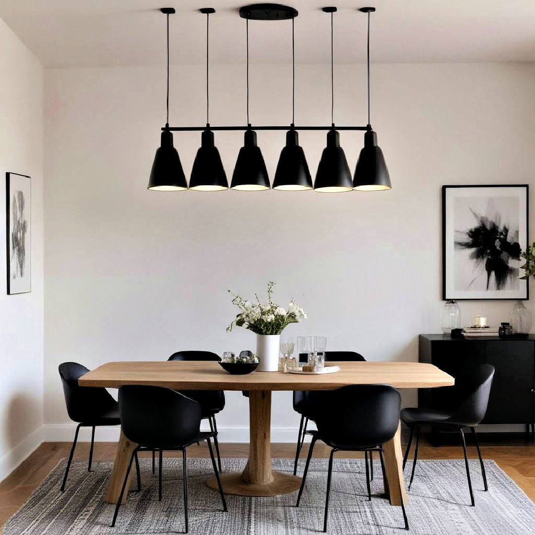 black light fixtures - 30 Black Dining Room Ideas