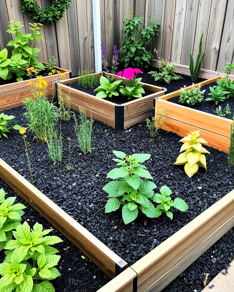 black mulch in raised garden beds for landscaping - 25 Black Mulch Landscaping Ideas