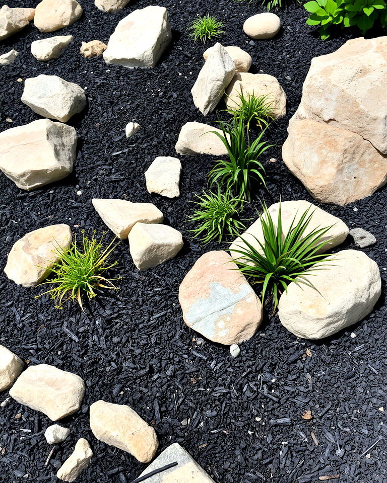 black mulch to enhance rock gardens - 25 Black Mulch Landscaping Ideas