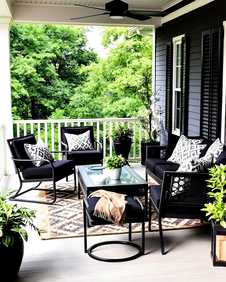 black outdoor furniture design - 15 Black Porch Ideas