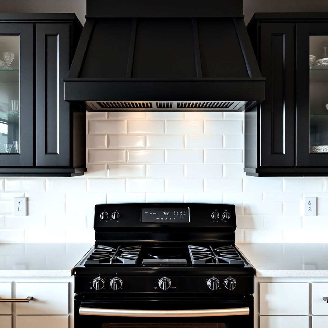 black range with white backsplash for kitchen - 40 Black and White Kitchen Ideas