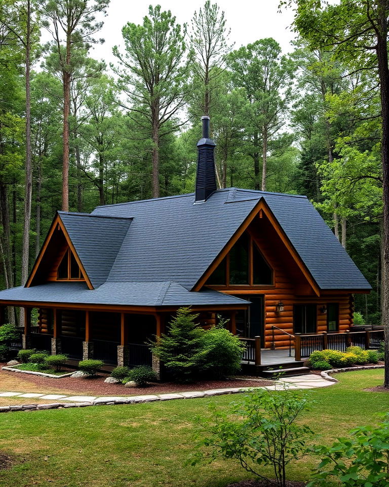 black roof for cabin in the woods - 25 Houses With Black Roofs