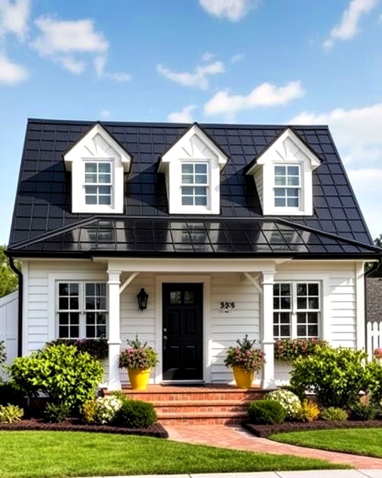 black roof on a cottage style house - 25 Houses With Black Roofs