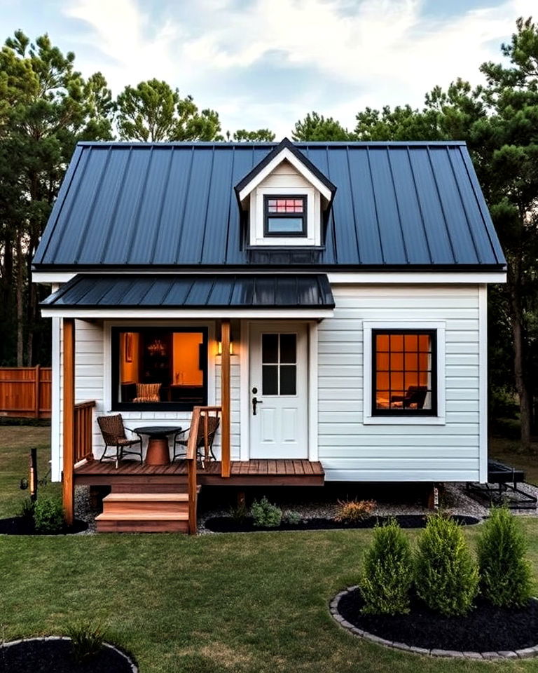 black roof on a tiny house for bold style - 25 Houses With Black Roofs