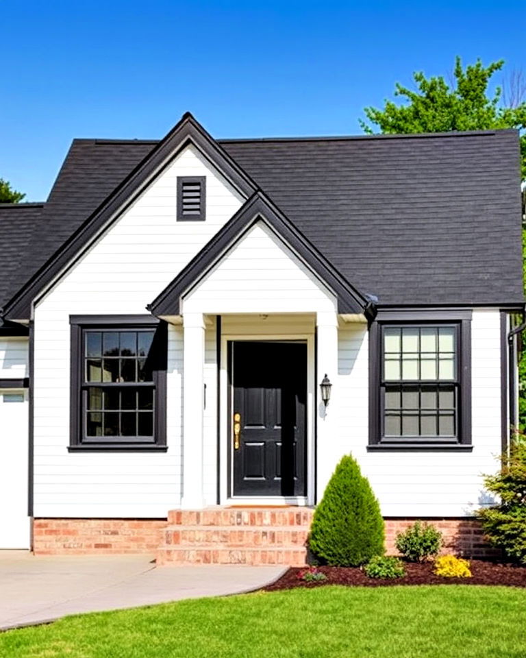 black roof with matching black trim - 30 Single Story White House Black Trim