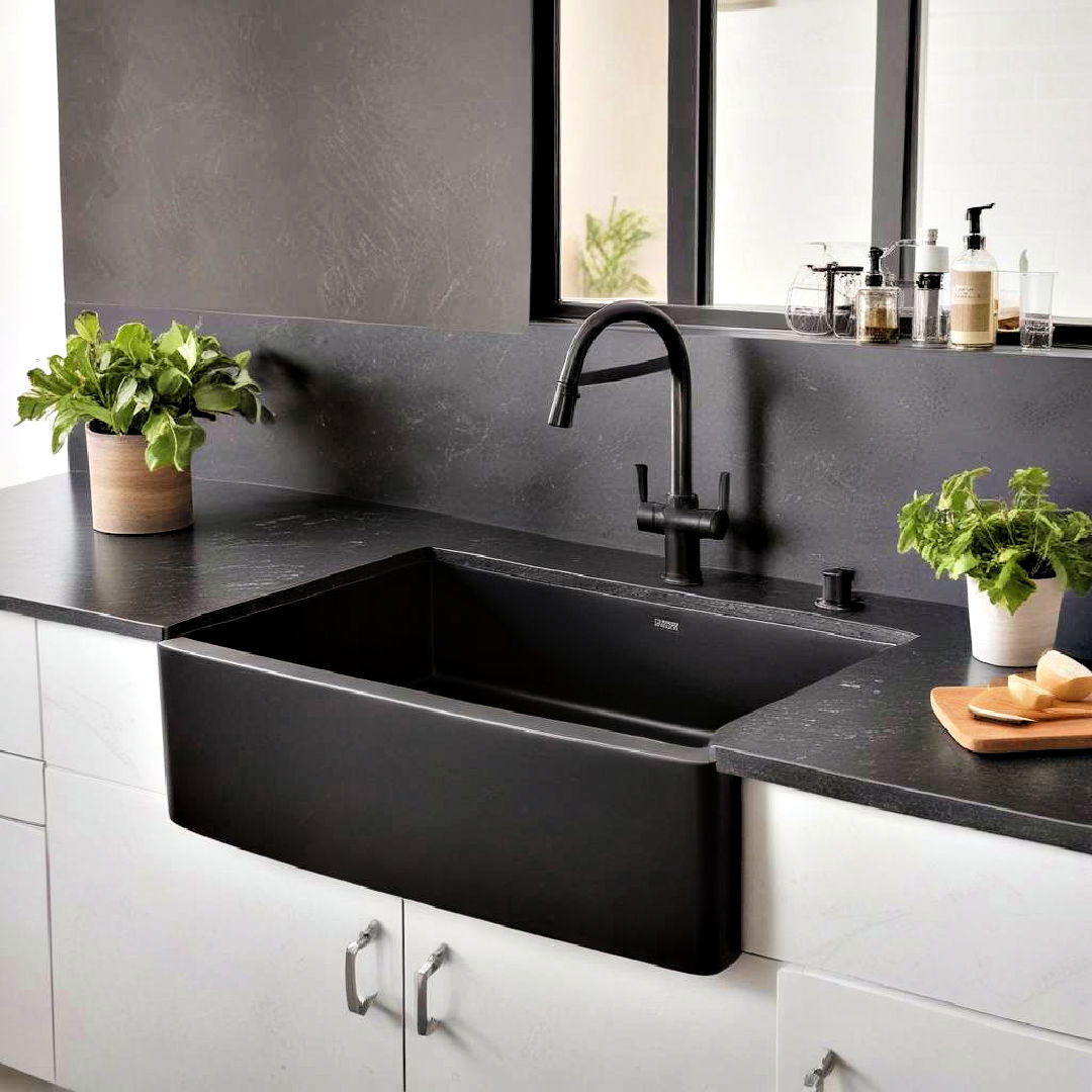 black sink for black kitchen - 40 Black Kitchen Ideas