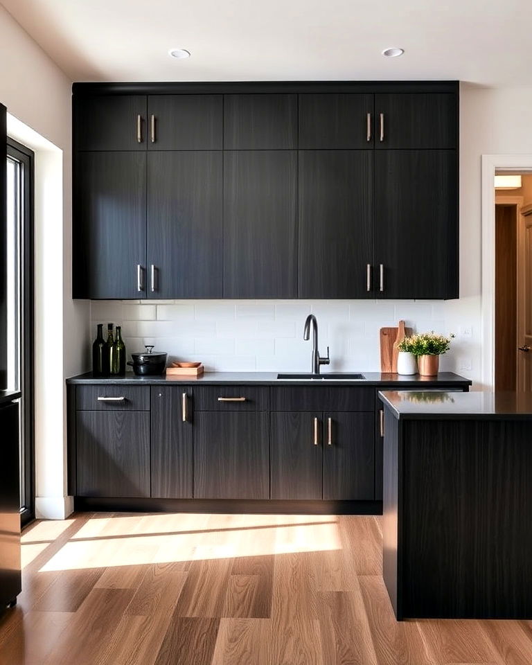 black stained oak cabinets for contemporary kitchen - 30 Dark Wood Kitchen Cabinets