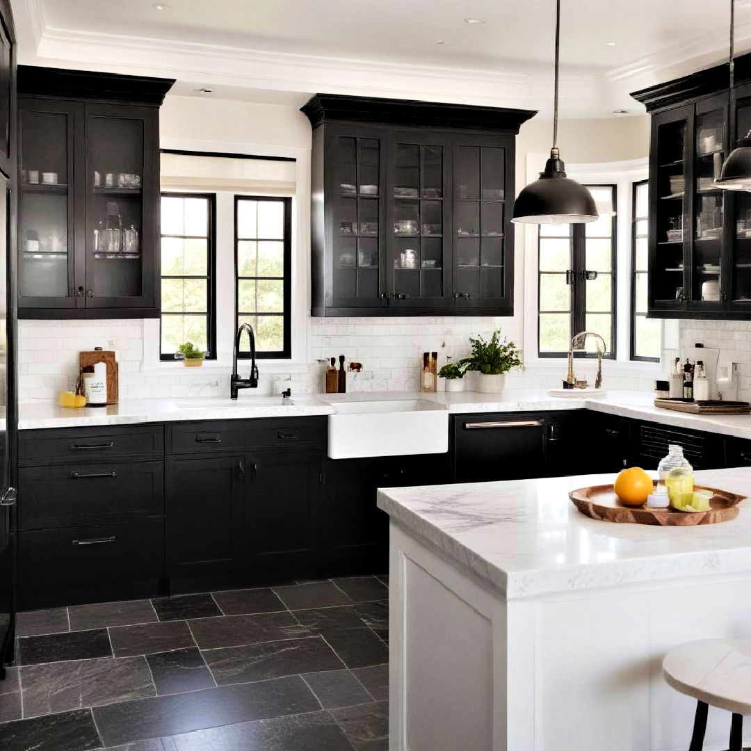 black trim for black kitchen - 40 Black Kitchen Ideas