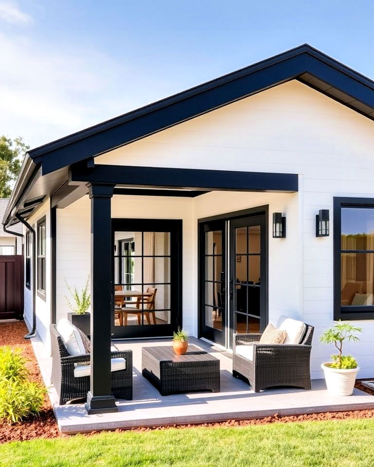 black trim to enhance outdoor living space - 30 Single Story White House Black Trim