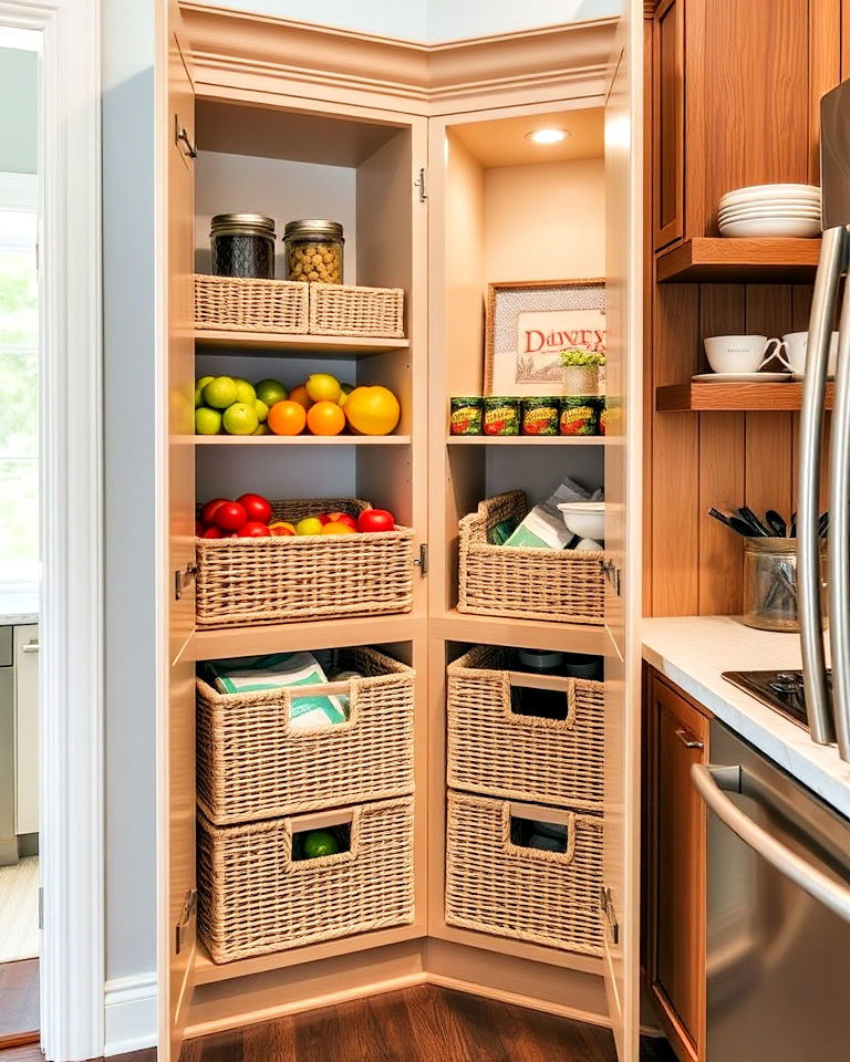 blind corner cabinets with modular storage baskets - 25 Blind Corner Kitchen Cabinet Ideas