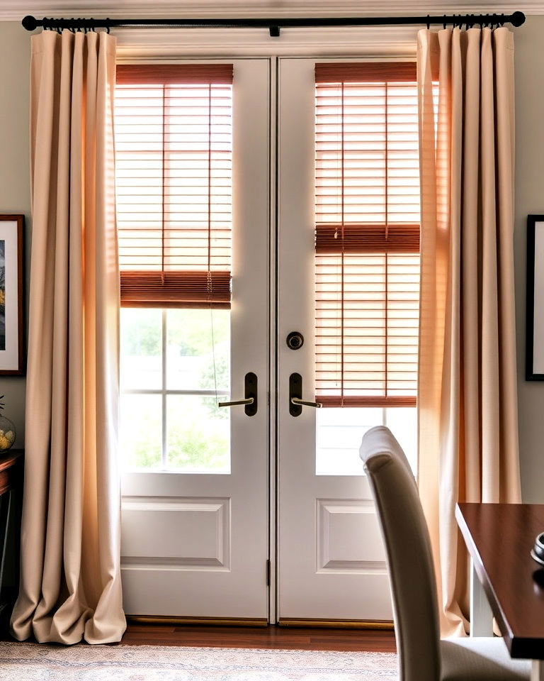 blinds and curtains window treatment for french doors - 20 Window Treatments for French Doors