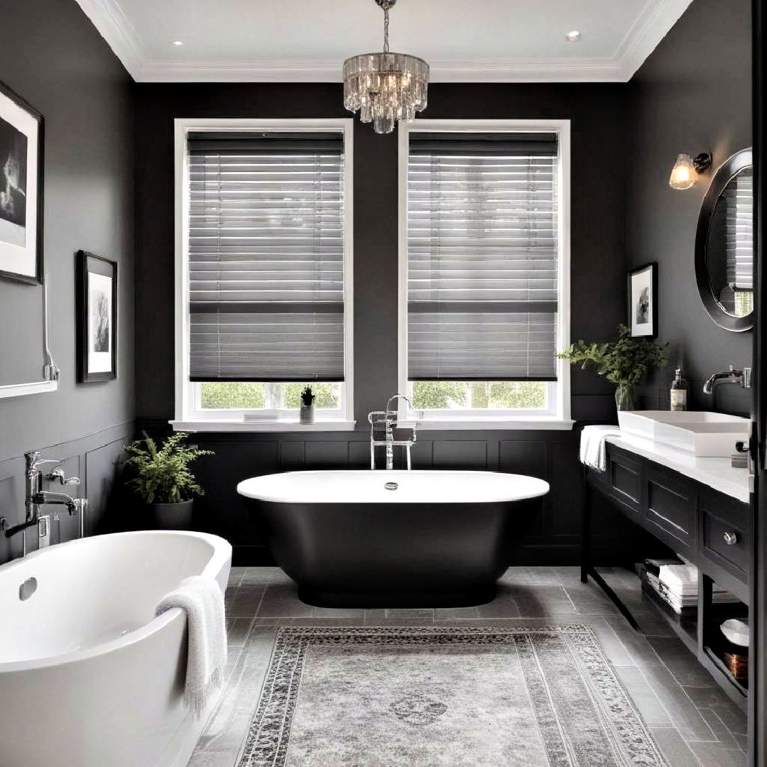 blinds for black and grey bathroom - 20 Black and Grey Bathroom Ideas