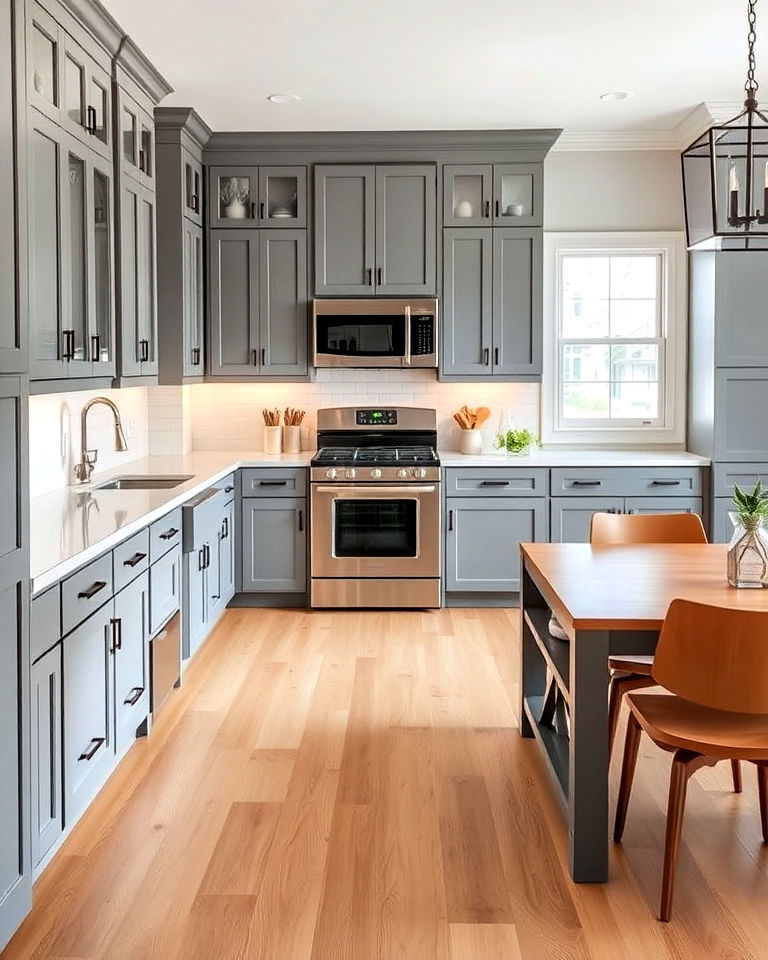 blonde wood floor for contemporary elegance - 20 Light Wood Floor Kitchen Ideas
