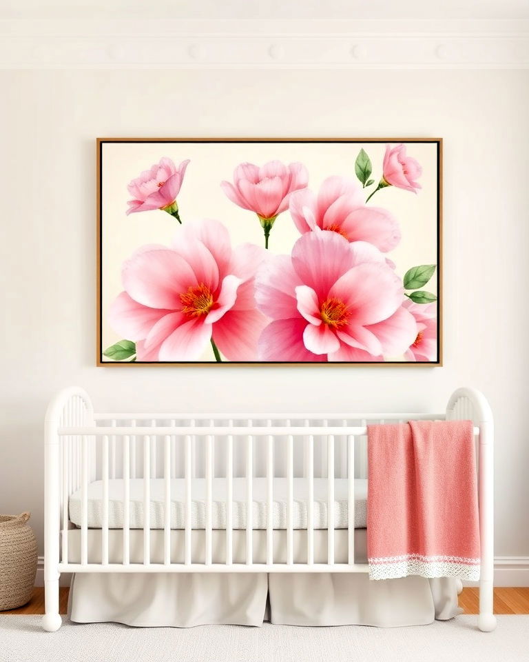 blooming wall art for floral nursery - 15 Floral Nursery Ideas