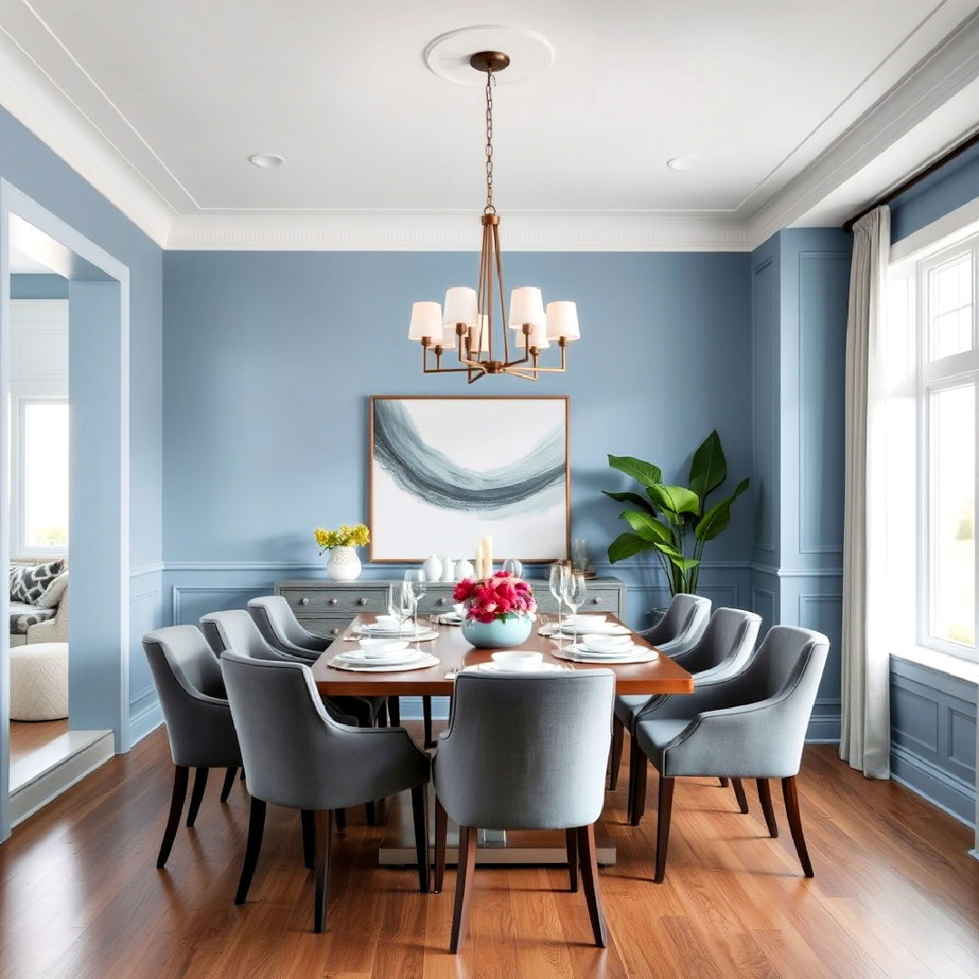 blue and gray color scheme for dining room - 40 Blue Dining Room Ideas